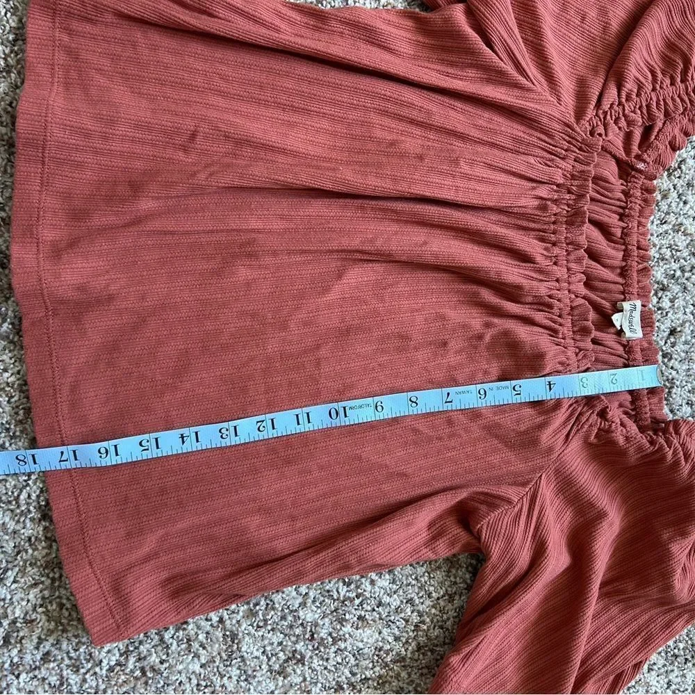 Madewell Rust Off-Shoulder Pullover Top - Picture 8 of 9